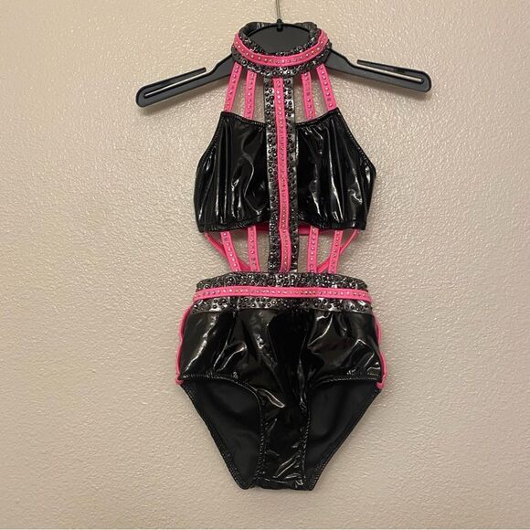 Glamour mature faux leather goth grunge studed Dance costume solo Dirty Diana SA - Picture 3 of 15